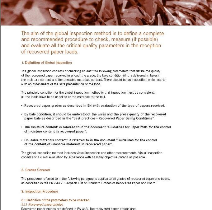 Best Practices for the Global Inspection of Recovered Paper