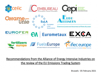 Recommendations from the Alliance of Energy Intensive Industries on the review of the EU Emissions Trading System