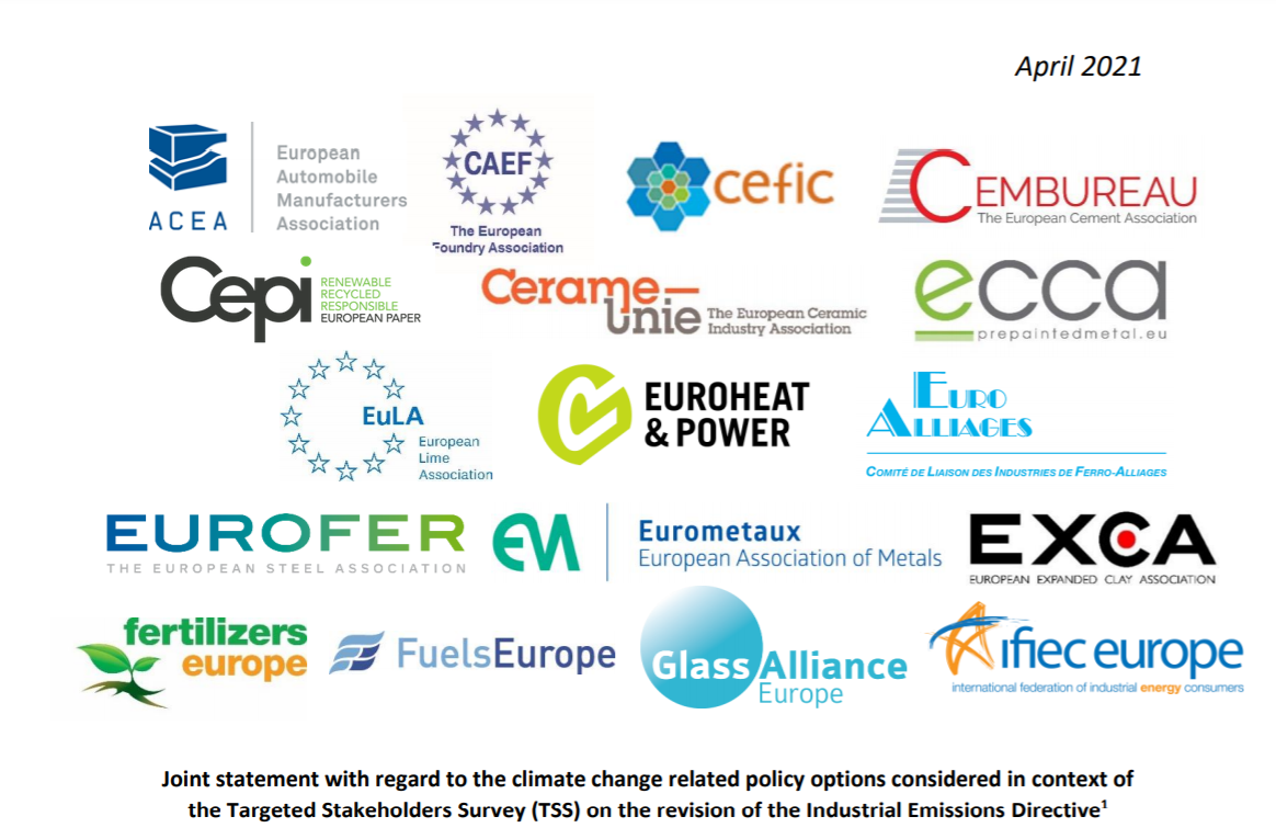 Joint industry statement on the decarbonisation policy options suggested in the Industrial Emissions Directive (IED)