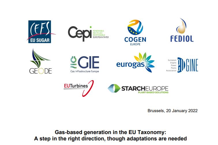 JOINT STATEMENT: Gas-based generation in the EU Taxonomy: a step in the right direction, though adaptations are needed