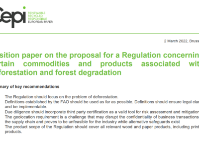 Position paper: Deforestation Regulation