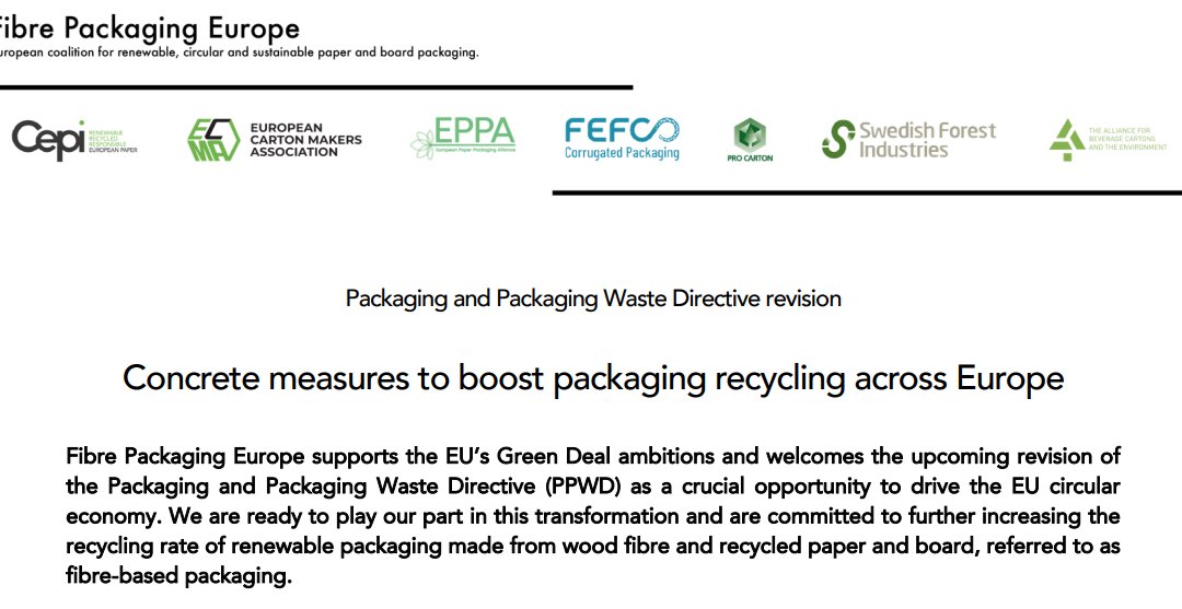 Joint position paper: Packaging and Packaging Waste Directive revision