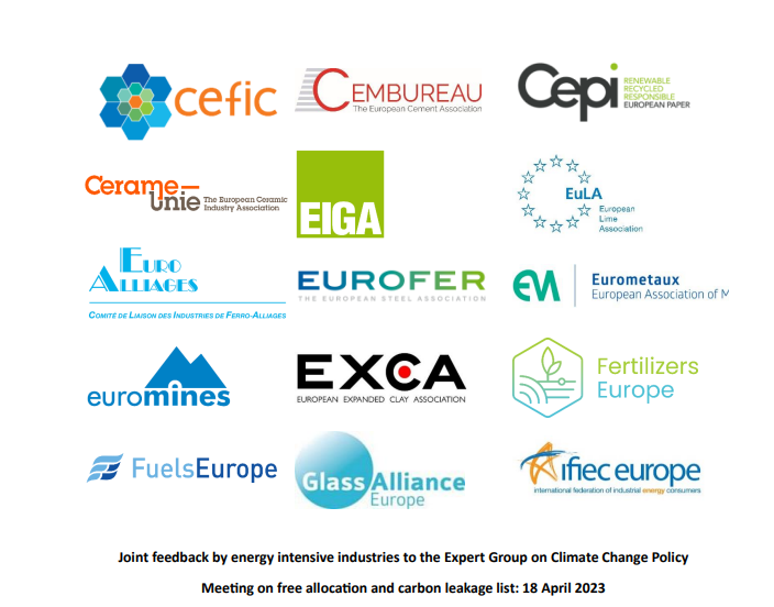 Joint feedback by energy intensive industries to the Expert Group on Climate Change Policy