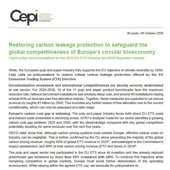 Restoring carbon leakage protection to safeguard the global competitiveness of Europe’s Circular Bioeconomy